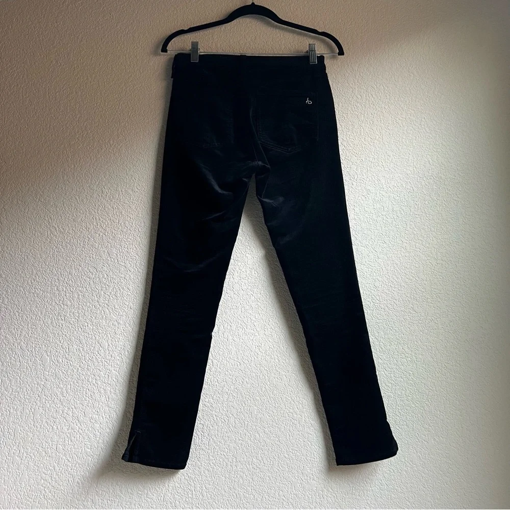 Rag & Bone Nina High Rise Ankle Skinny Black Velvet Pants Size 26